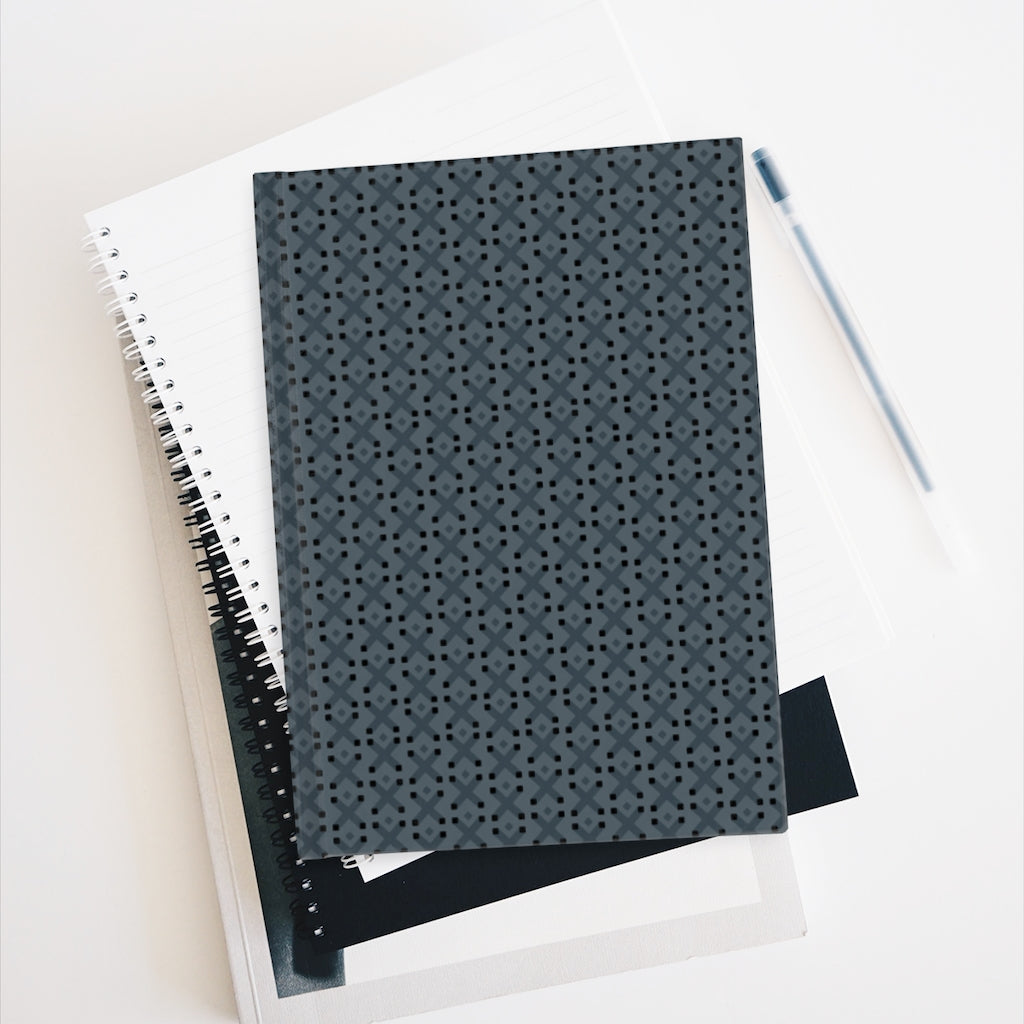 IxDA hardcover notebook with grey on grey tone X pattern cover. 